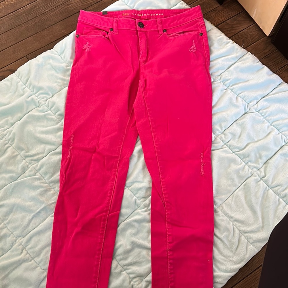 Bright Pink Women's Skinny Pants